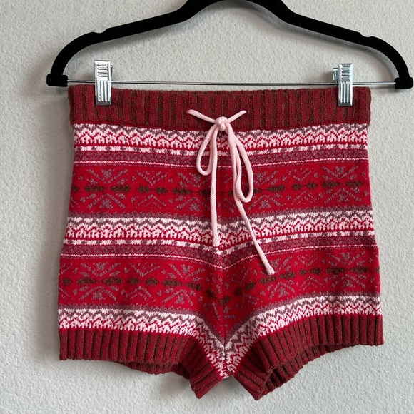 NWT Free People Holly Fairisle Shorts Red Knit Micro Mini Shorts Small - Picture 6 of 6